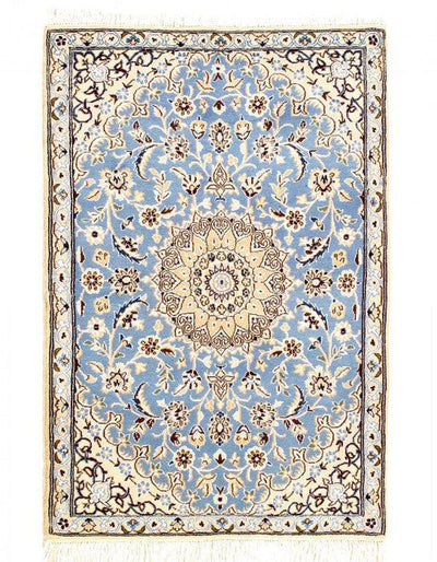 Canvello Fine Hand Knotted Persian Silk & Wool Nain Rug - 2'11'' X 4'3'