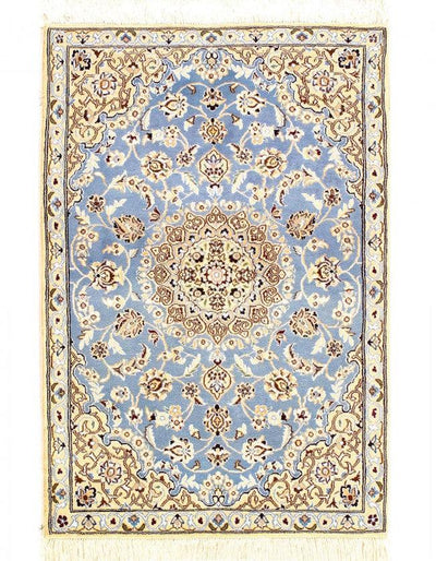 Canvello Fine Hand Knotted Persian Silk & Wool Nain Rug - 2'11'' X 4'3''