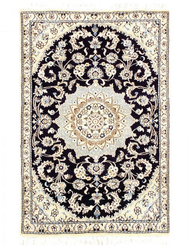 Canvello Fine Hand Knotted Persian Silk & Wool Nain Rug - 2'11'' X 4'4''