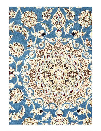 Canvello Fine Hand Knotted Persian Silk & Wool Nain Rug - 2'11'' X 4'5''