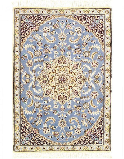 Canvello Fine Hand Knotted Persian Silk & Wool Nain Rug - 2'11'' X 4'7''