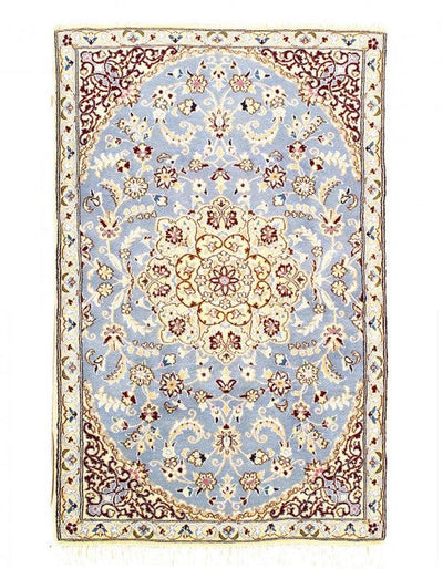 Canvello Fine Hand Knotted Persian Silk & Wool Nain Rug - 2'11'' X 4'7''