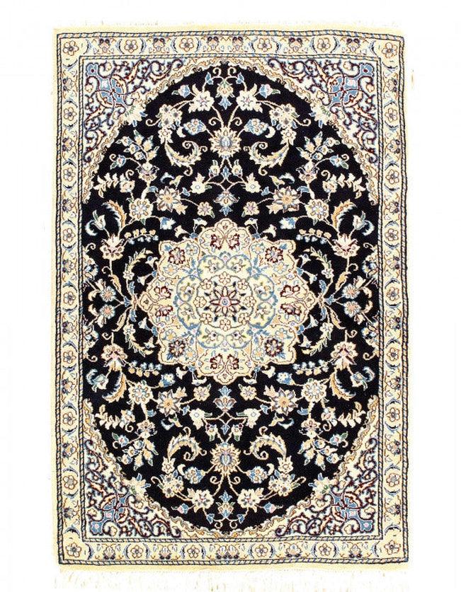 Canvello Fine Hand Knotted Persian Silk & Wool Nain Rug - 2'11'' X 4'9''