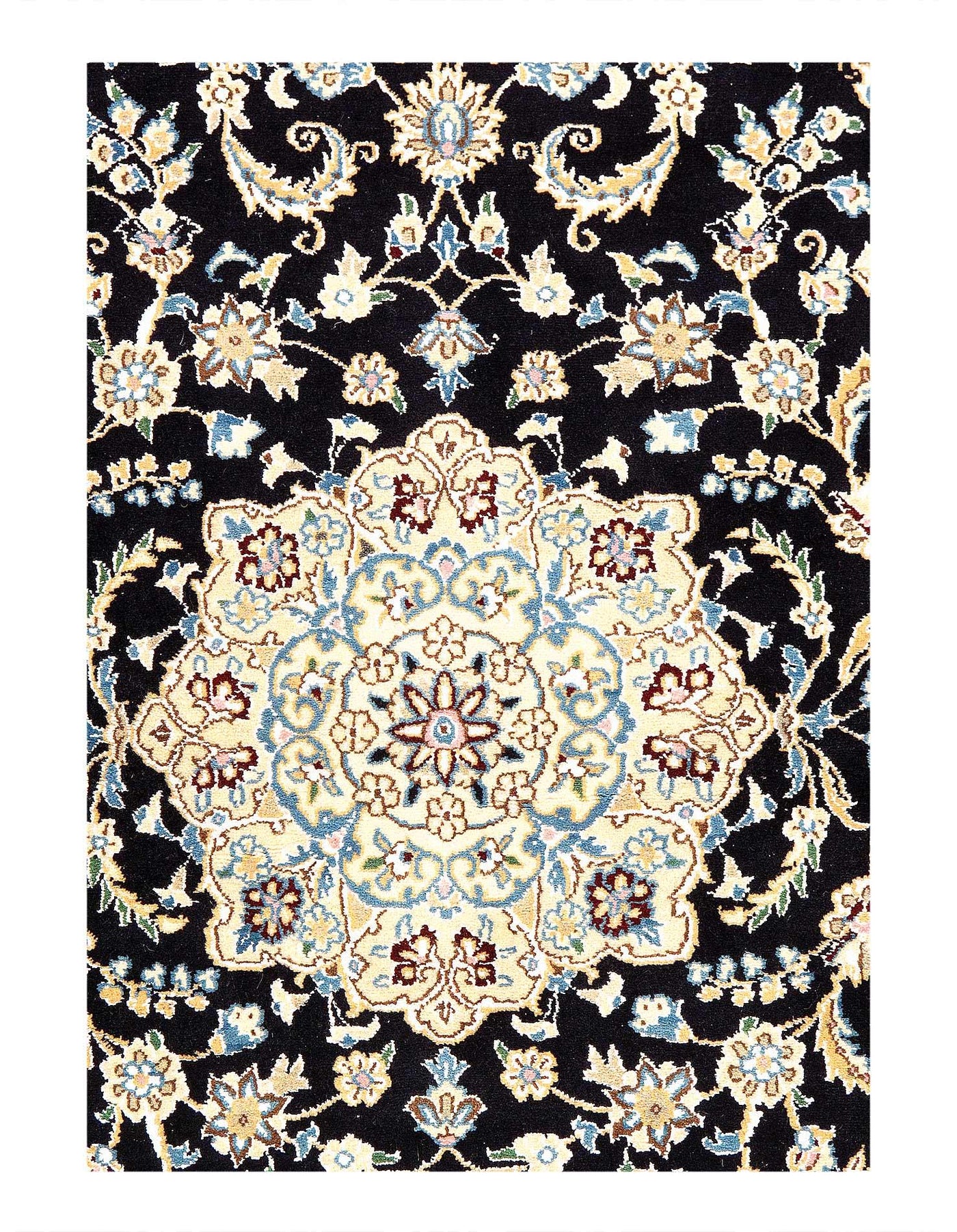 Canvello Fine Hand Knotted Persian Silk & Wool Nain Rug - 2'11'' X 4'9''