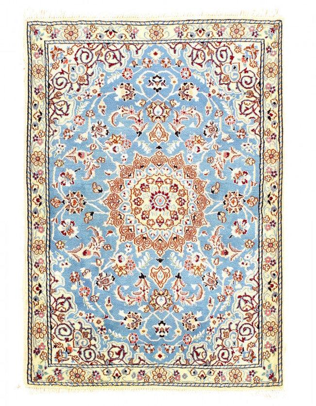 Canvello Fine Hand Knotted Persian Silk & Wool Nain Rug - 3'1'' X 4'4''