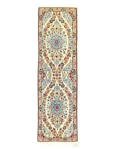 Fine Hand Knotted Persian silk & wool Nain runner 2' X 6'2''