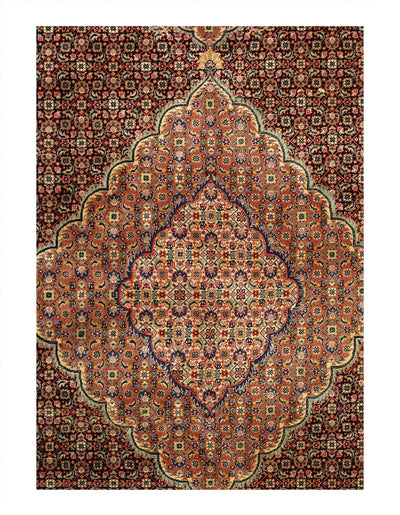 Canvello Fine Hand Knotted Persian silk & wool Tabriz Design Rug- 9' X 12'1''