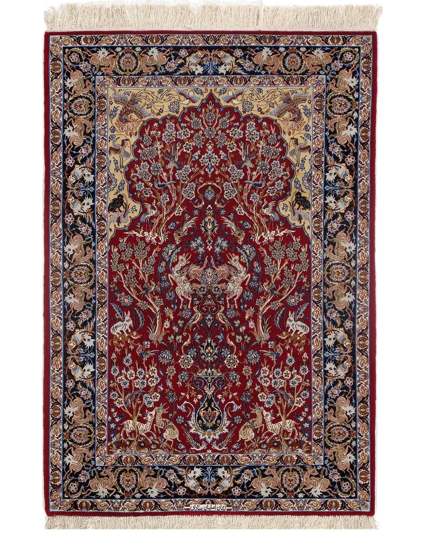 Canvello Fine Hand Knotted Silkroad silk & wool Isfahan 3'6'' X 5'7'' - Canvello