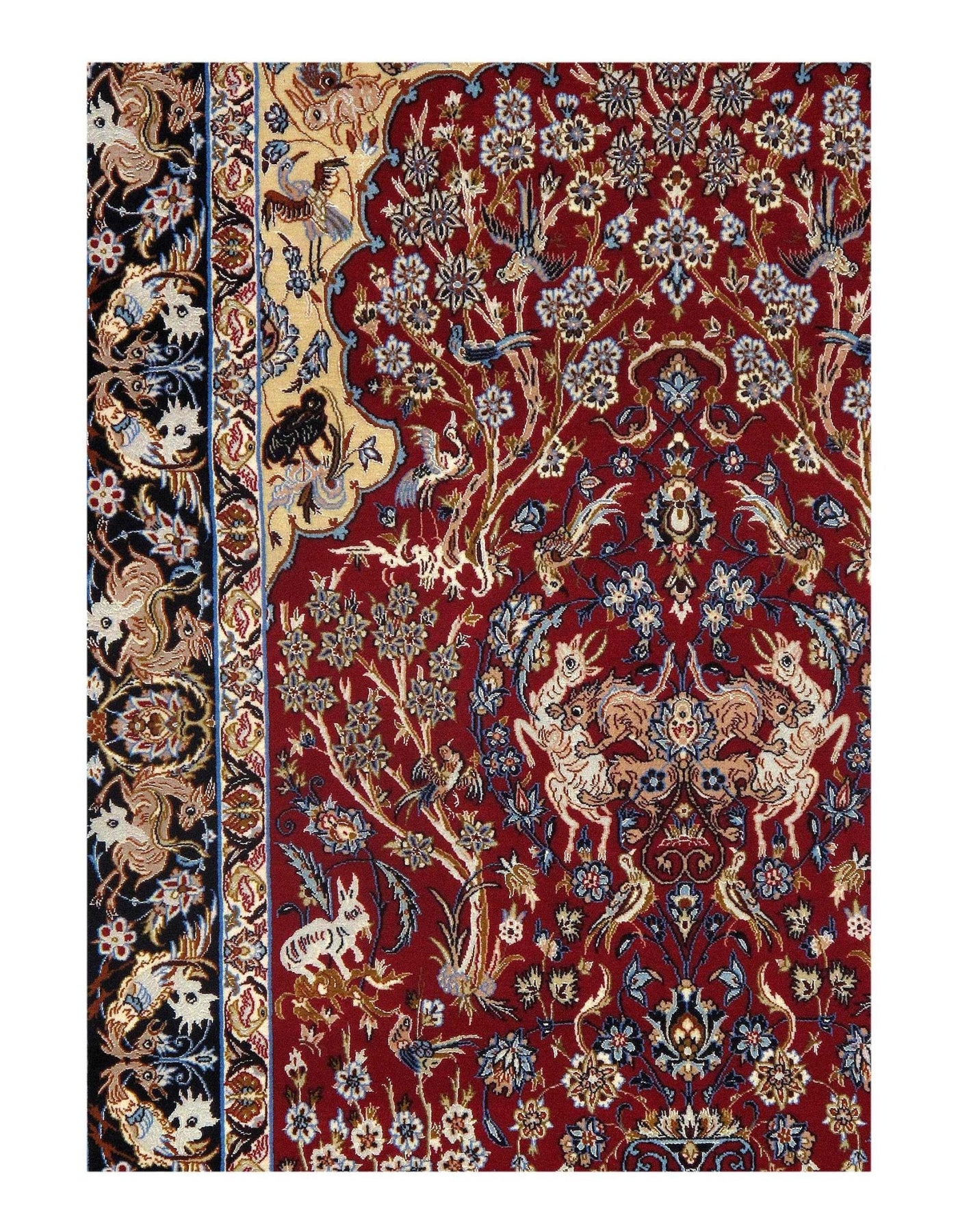 Canvello Fine Hand Knotted Silkroad silk & wool Isfahan 3'6'' X 5'7'' - Canvello