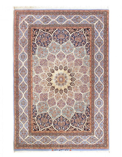 Canvello Fine Hand Knotted Silkroad Silk & Wool Isfahan Rug - 4'3'' X 6'4'' - Canvello