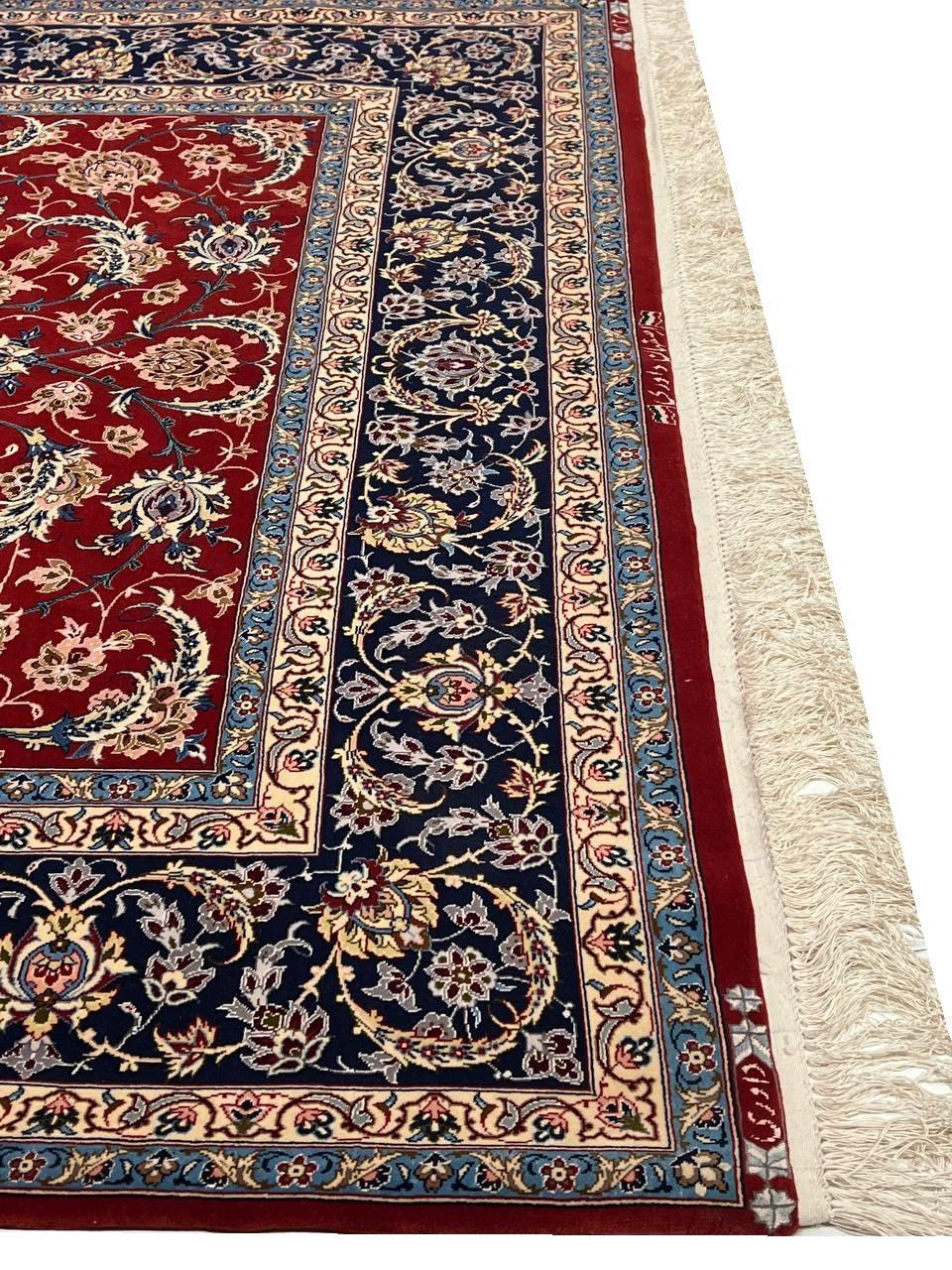 Canvello Fine Hand Knotted Silkroad Silk & Wool Isfahan Rug - 5'2'' X 7'7'' - Canvello