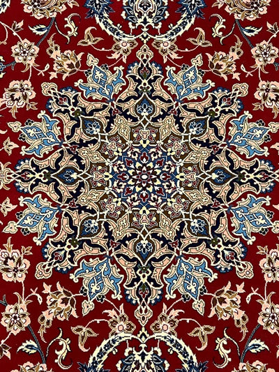 Canvello Fine Hand Knotted Silkroad Silk & Wool Isfahan Rug - 5'2'' X 7'7'' - Canvello