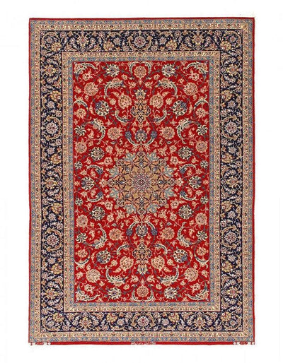 Canvello Fine Hand Knotted Silkroad Silk & Wool Isfahan Rug - 5'2'' X 7'7'' - Canvello