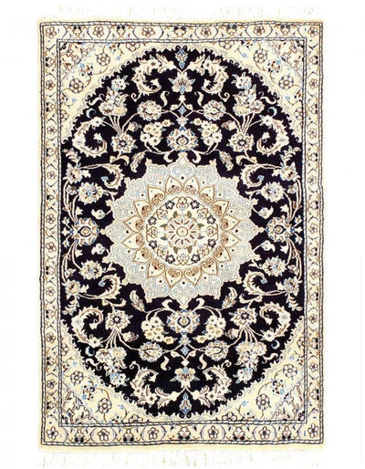 Canvello Fine Hand Knotted Silkroad Silk & Wool Nain Rug - 2'11'' X 4'4'' - Canvello