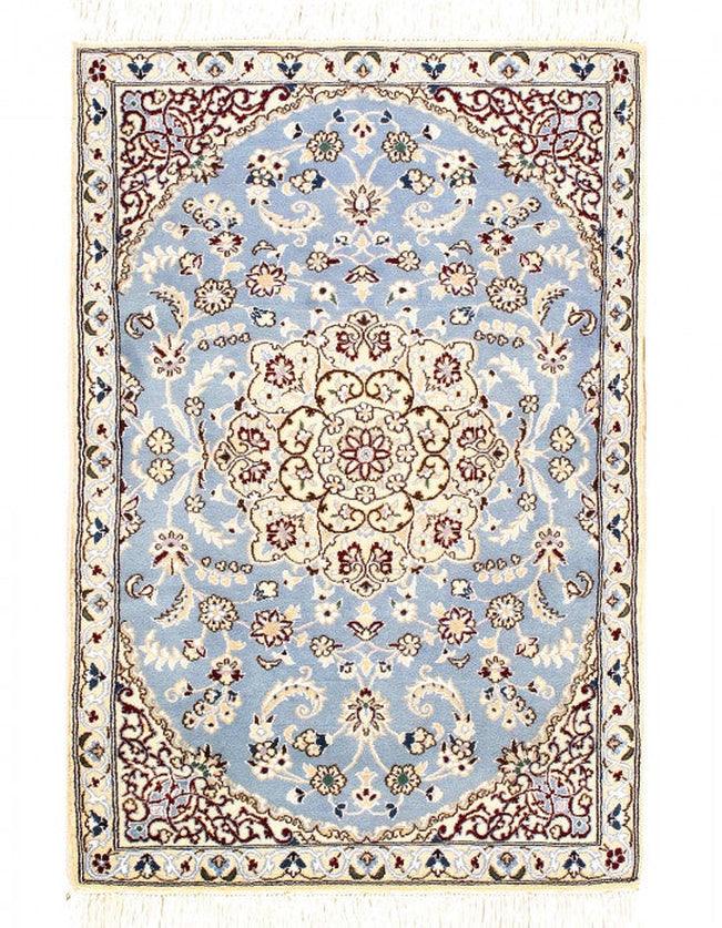 Canvello Fine Hand Knotted Silkroad Silk & Wool Nain Rug - 2'11'' X 4'4'' - Canvello