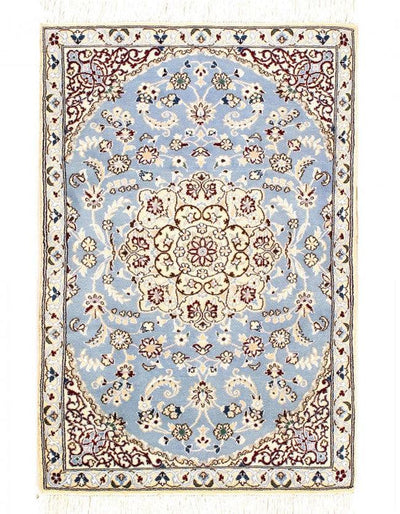 Canvello Fine Hand Knotted Silkroad Silk & Wool Nain Rug - 2'11'' X 4'4'' - Canvello