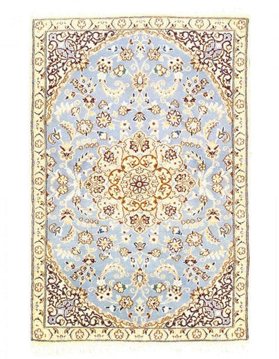 Canvello Fine Hand Knotted Silkroad Silk & Wool Nain Rug - 2'11'' X 4'6'' - Canvello