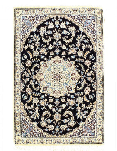 Canvello Fine Hand Knotted Silkroad Silk & Wool Nain Rug - 2'11'' X 4'9'' - Canvello