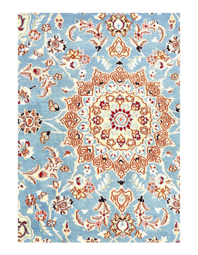 Canvello Fine Hand Knotted Silkroad Silk & Wool Nain Rug - 3'1'' X 4'4'' - Canvello