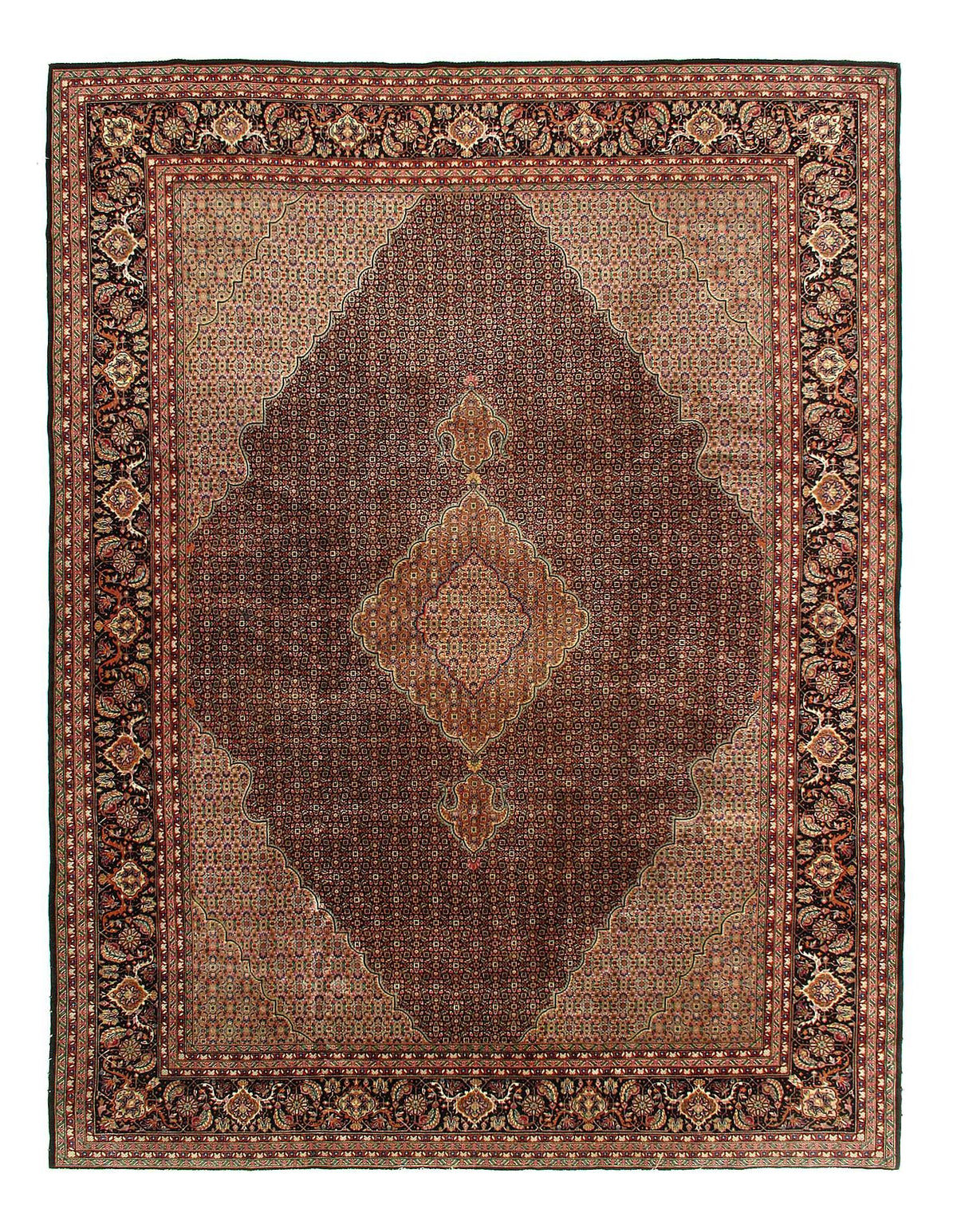 Canvello Fine Hand Knotted Silkroad silk & wool Tabriz Design Rug- 9' X 12'1''
