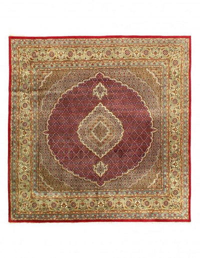 Canvello Fine Hand knotted Silkroad Tabriz design Square rug 8'2'' X 8'2'' - Canvello