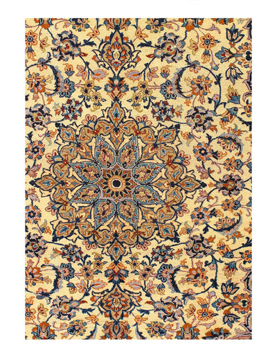 Canvello Fine Hand Knotted Persian Vintage Kashan Rug - 7'1'' X 10'3''