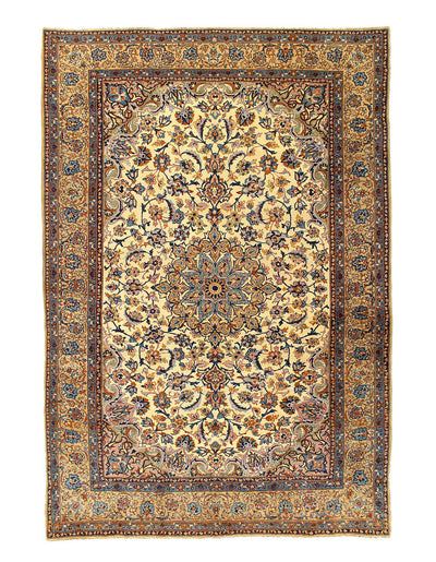 Canvello Fine Hand Knotted Silkroad Vintage Kashan Rug - 7'1'' X 10'3'' - Canvello