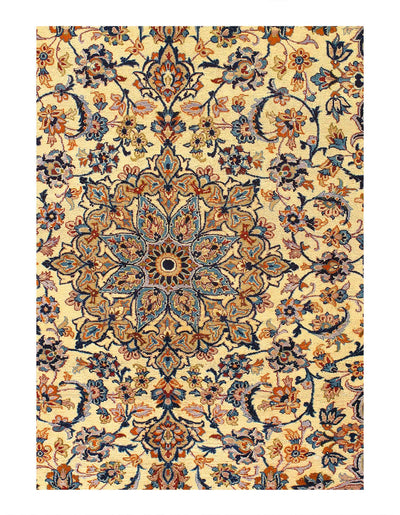 Canvello Fine Hand Knotted Silkroad Vintage Kashan Rug - 7'1'' X 10'3'' - Canvello