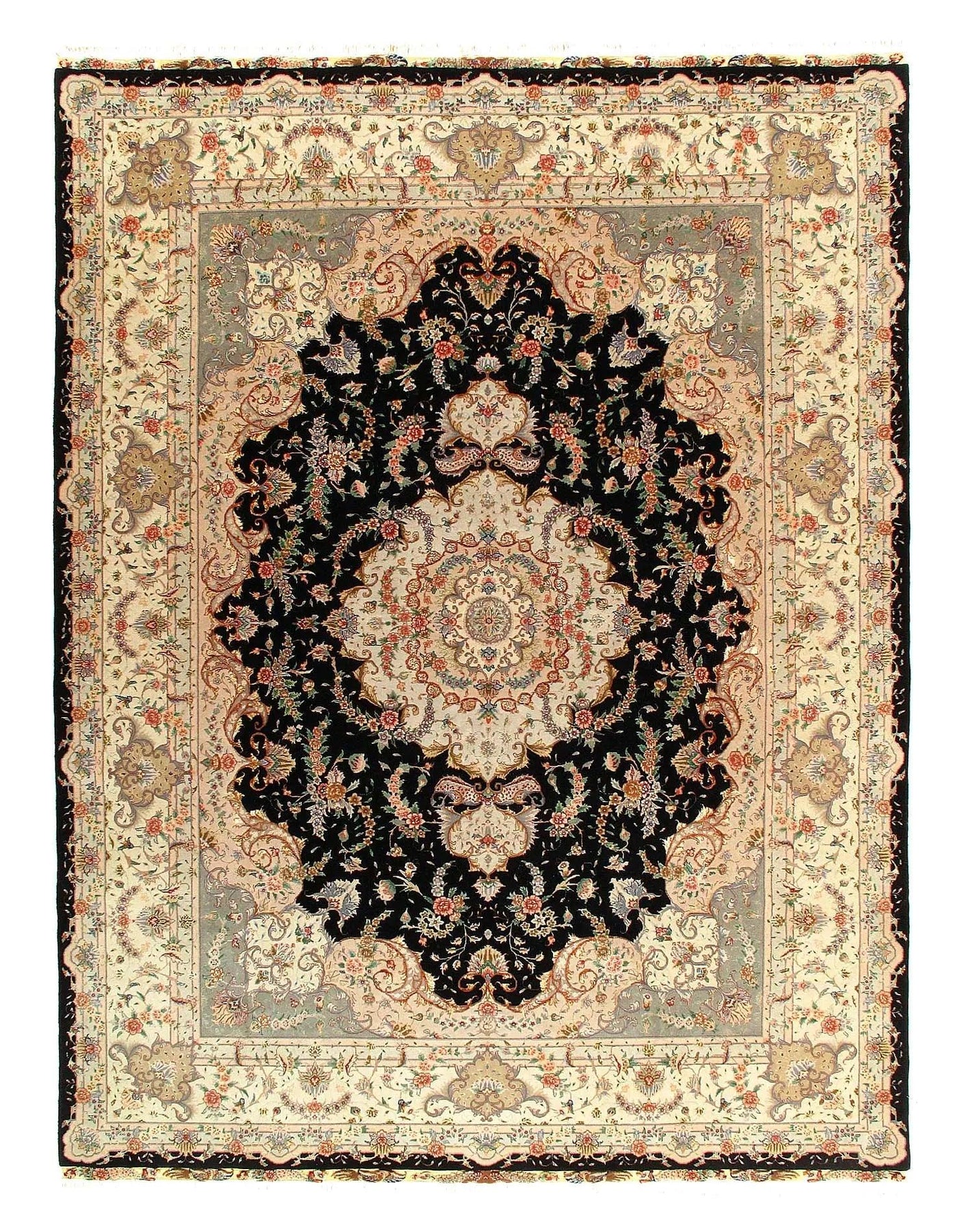 Canvello Fine Hand Knotted Sino Tabriz Rug - 8'11'' X 12'