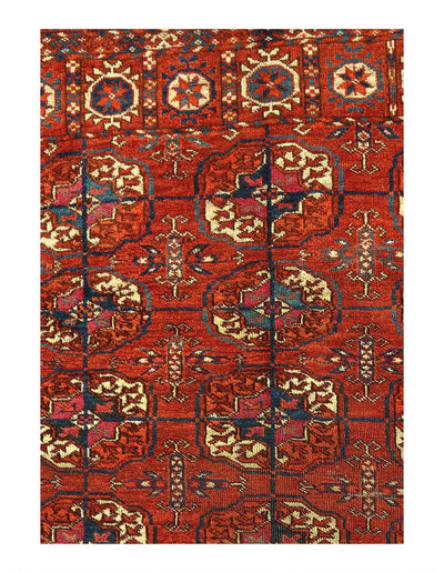 Canvello Fine Hand Knotted Turkaman Antique Rug - 2'11'' X 3'6'' - Canvello