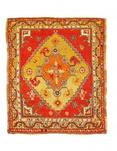 Fine Hand Knotted Turkish antique oushak 3'11'' X 4'6''