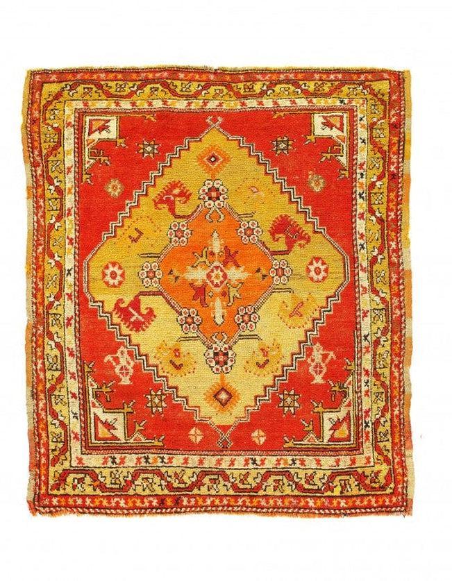 Canvello Fine Hand Knotted Turkish antique oushak 3'11'' X 4'6'' - Canvello