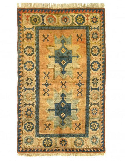 Canvello Fine Hand Knotted Turkish vintage Kazak - 4'2'' X 6'6'' - Canvello