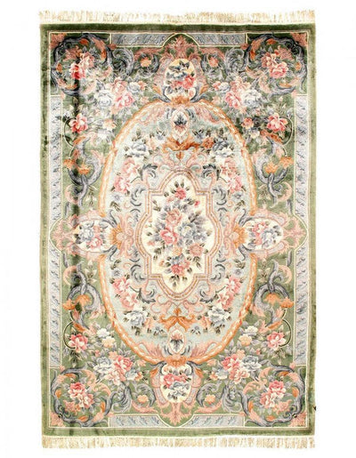Fine Hand Knotted V.silk Chinese Aubusson rug 6' X 9'