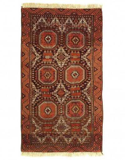 Fine Hand Knotted Vintage Afghan rug - 3'4''X 6'1''