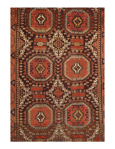 Fine Hand Knotted Vintage Afghan rug - 3'4''X 6'1''