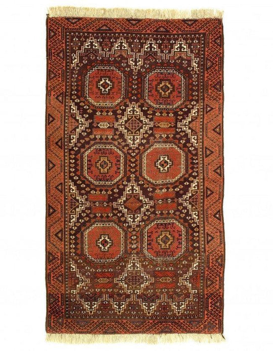 Alfombra Afgana Vintage Anudada a Mano Fina Canvello - 3'4''X 6'1''