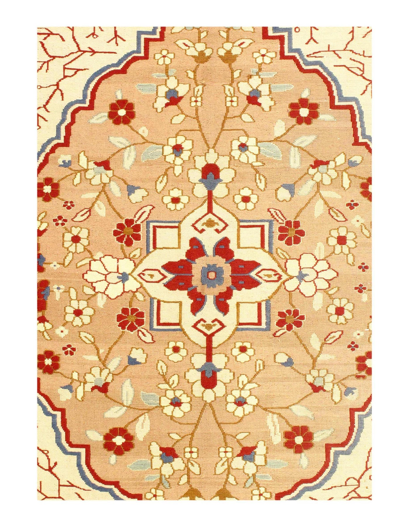 Fine Hand Knotted Vintage Flat Weave Tabriz design 8'8'' X 11'6''