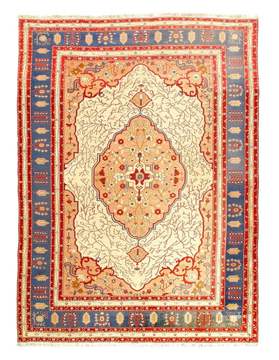 Canvello Fine Hand Knotted Vintage Flat Weave Tabriz design 8'8'' X 11'6'' - Canvello