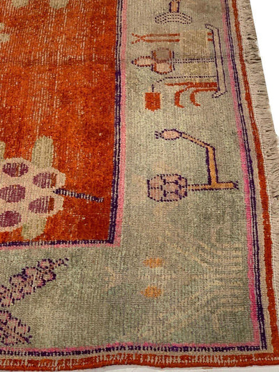 Canvello Fine Hand knotted Vintage Khotan rug 4'4'' X 7'1'' - Canvello