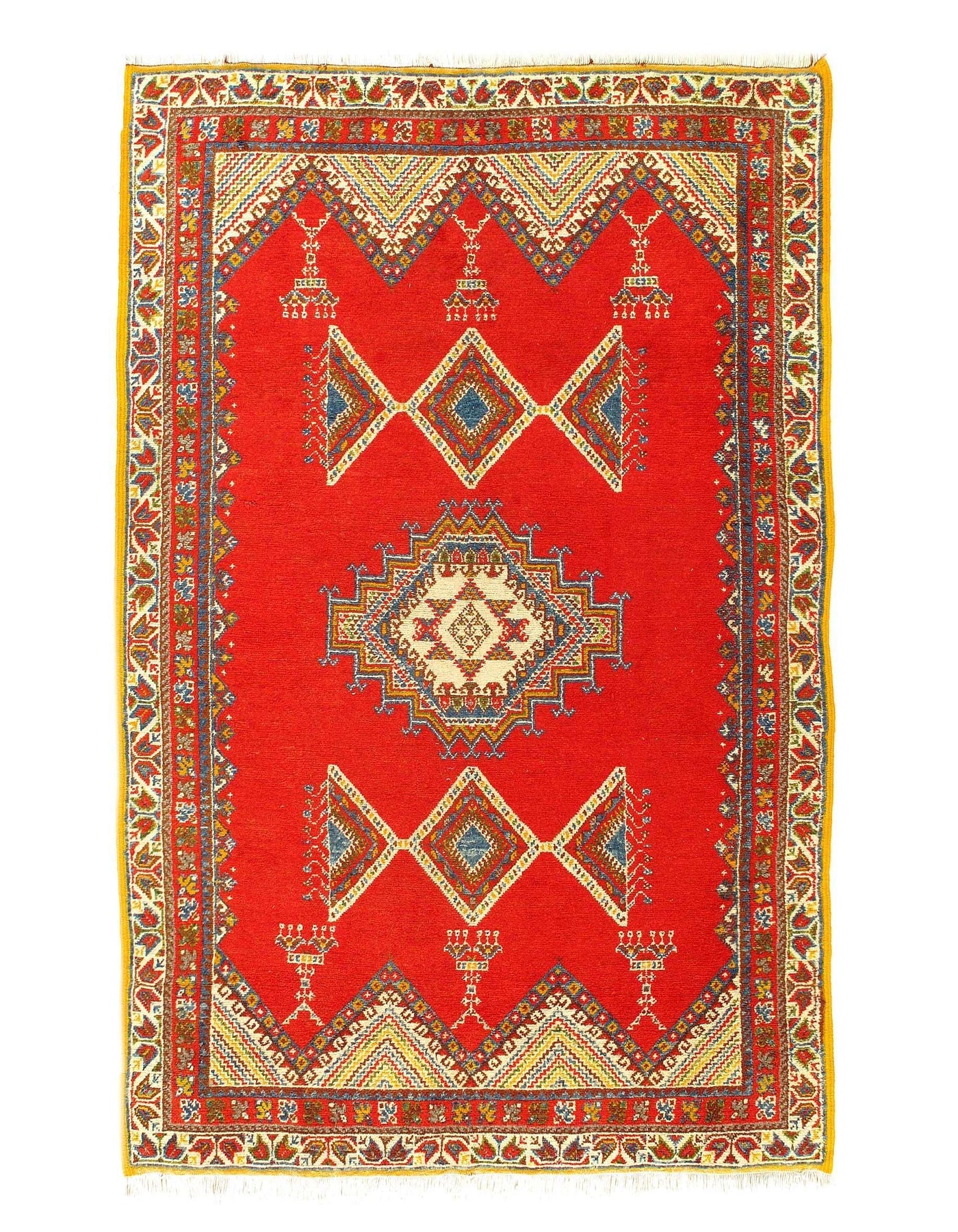 Fine Hand Knotted Vintage Moroccon Rug 5' X 8'