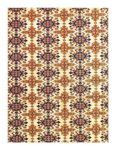 Fine Hand Knotted Vintage silk Turkaman 7' X 9'9