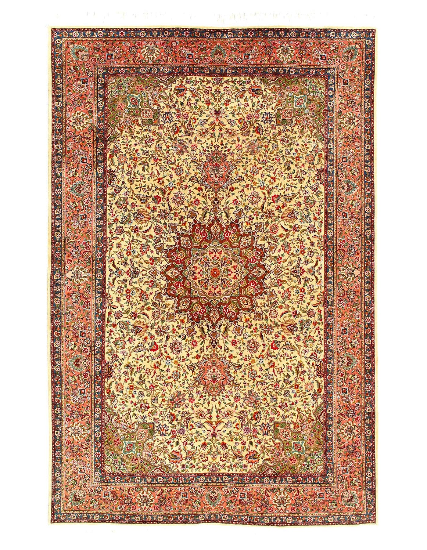 Canvello Fine Hand Knotted Vintage Persian Tabriz SW Rug - 6'6'' X 9'11''