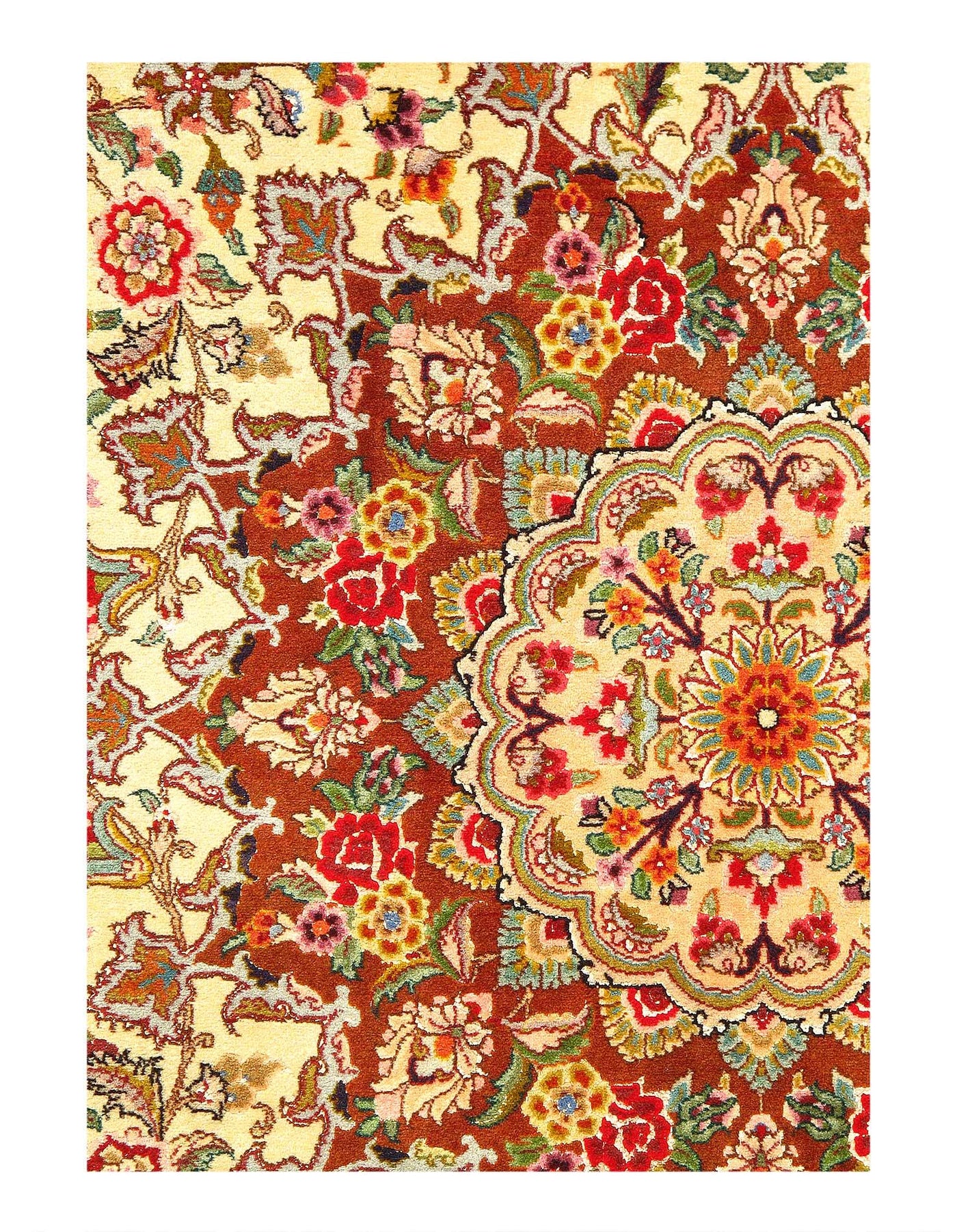 Canvello Fine Hand Knotted Vintage Persian Tabriz SW Rug - 6'6'' X 9'11''