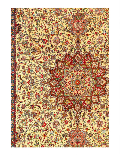 Canvello Fine Hand Knotted Vintage Persian Tabriz SW Rug - 6'6'' X 9'11''