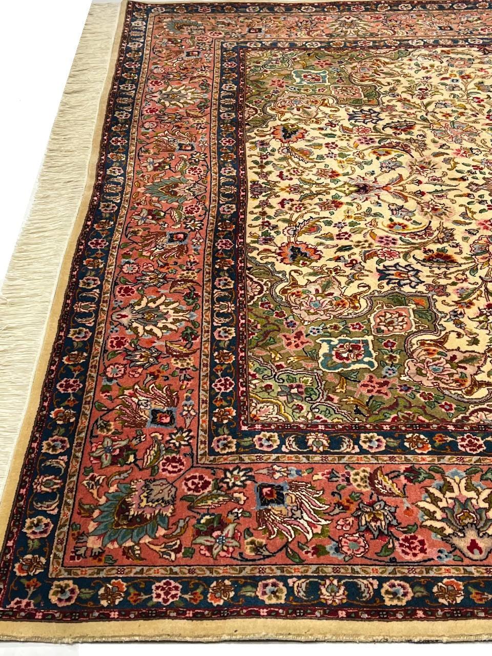 Canvello Fine Hand Knotted Vintage Persian Tabriz SW Rug - 6'6'' X 9'11''