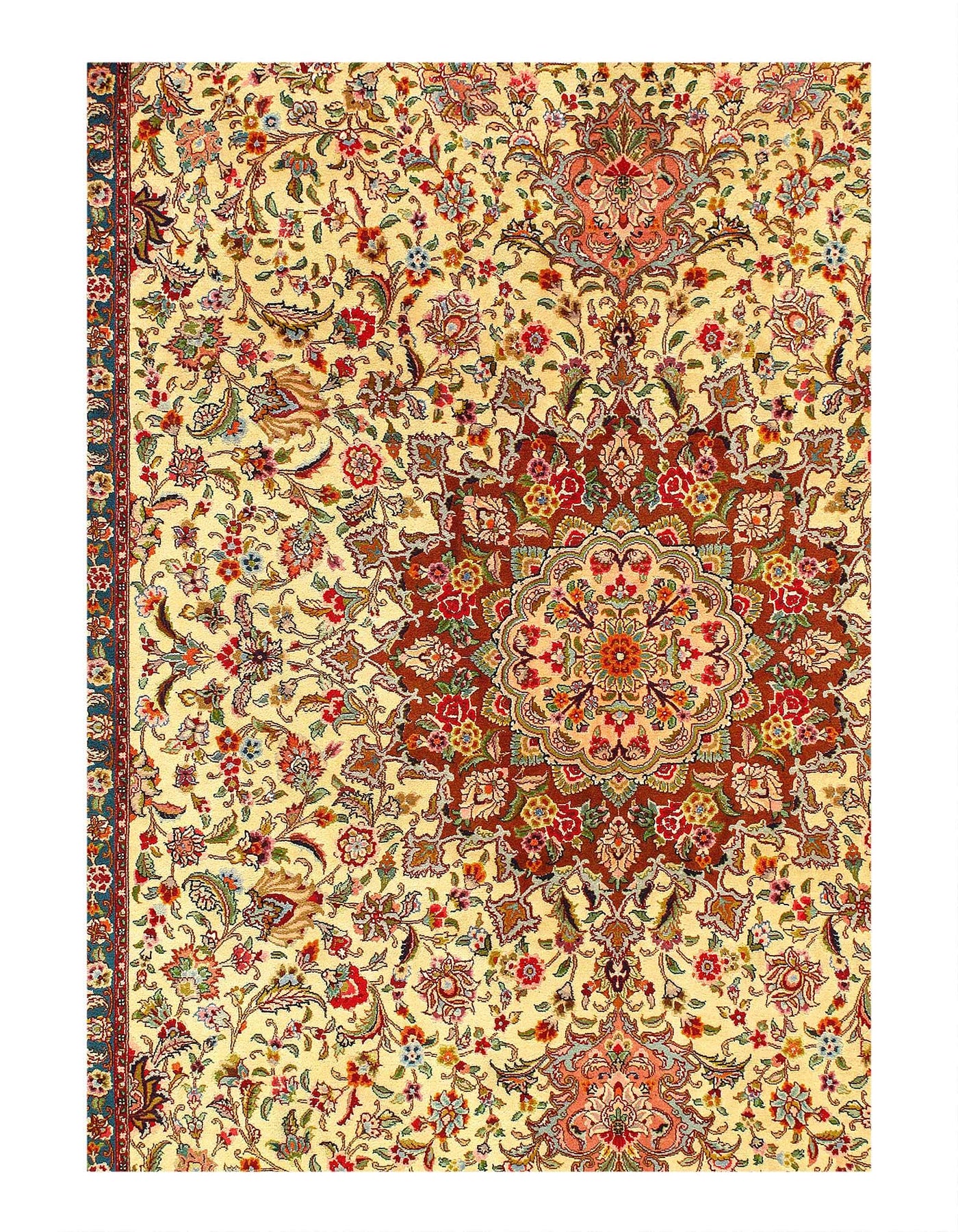 Canvello Fine Hand Knotted Vintage Silkroad Tabriz SW Rug - 6'6'' X 9'11'' - Canvello