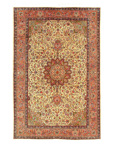 Canvello Fine Hand Knotted Vintage Silkroad Tabriz SW Rug - 6'6'' X 9'11'' - Canvello