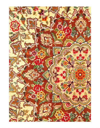 Canvello Fine Hand Knotted Vintage Silkroad Tabriz SW Rug - 6'6'' X 9'11'' - Canvello