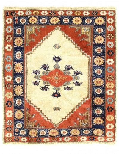 Canvello Fine Hand Knotted Vintage Turkish Oushak Rug 3'3'' X 3'9'' - Canvello